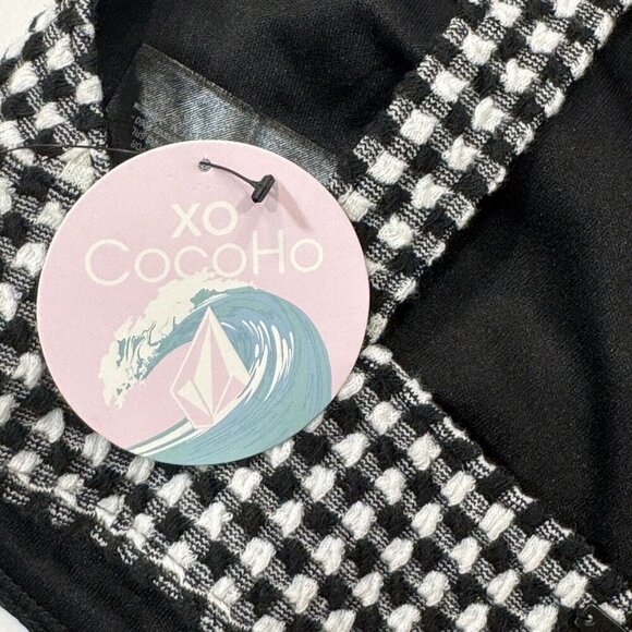 VOLCOM Xo CocoHo Houndstooth Bikini Crop Top Women's Small Textured Pull-On NEW - Picture 7 of 9